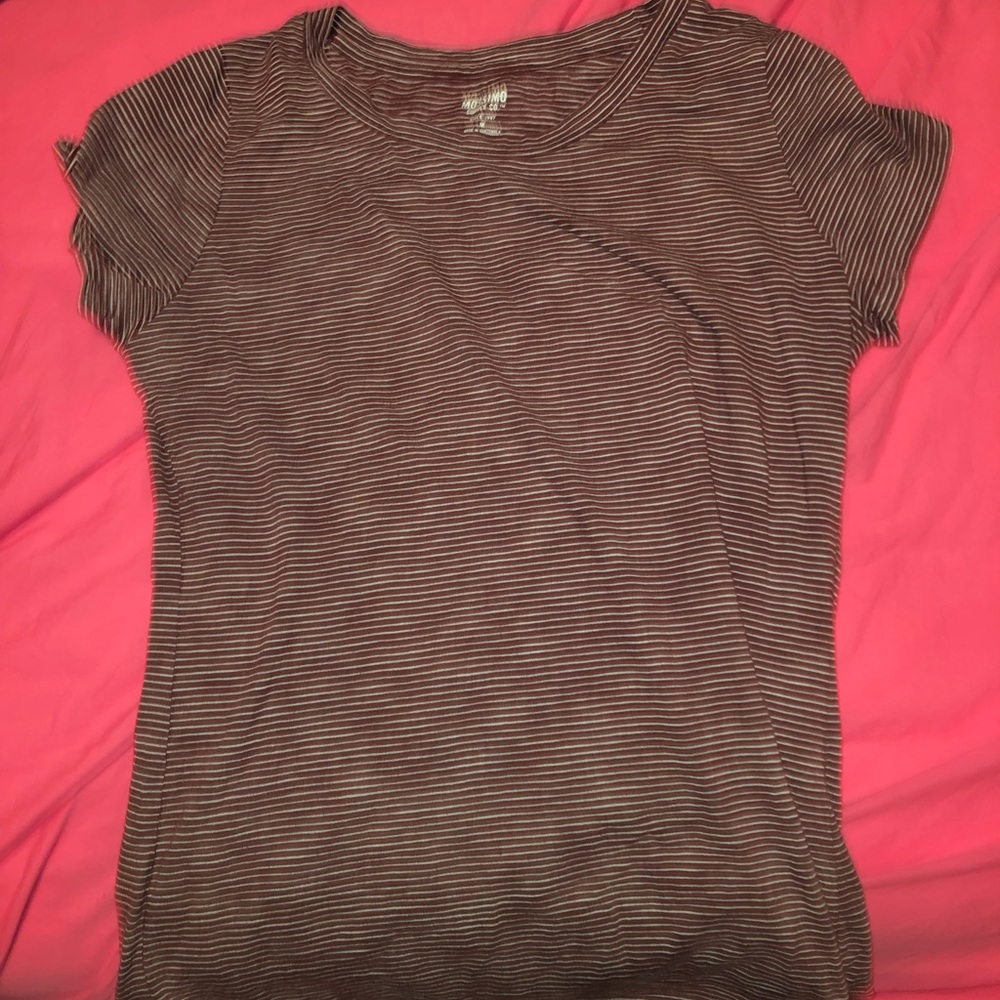 Burgundy and white stripped t shirt